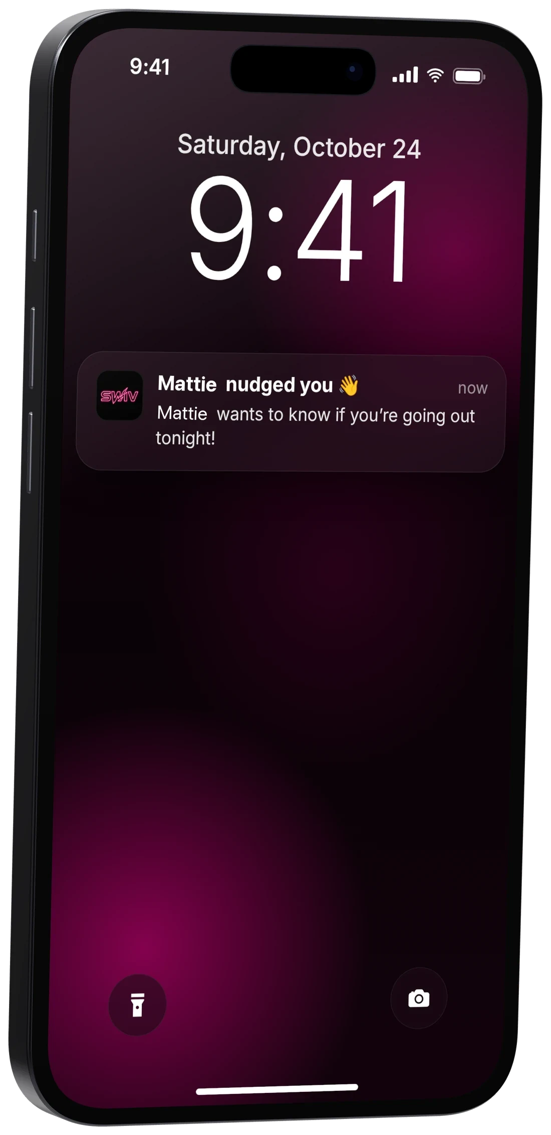 A lock screen a second later: Mattie nudged you, asking if you're going out tonight